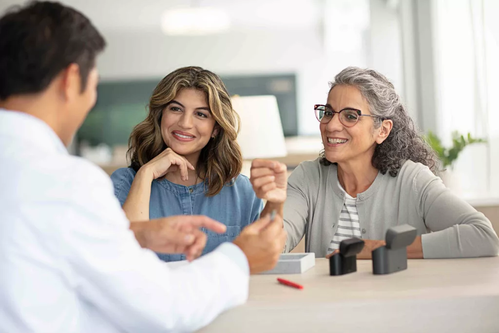 Patient consultation about hearing aids with specialist