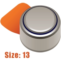 Size 13 hearing aid battery orange