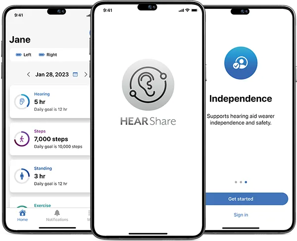 HearShare app screens
